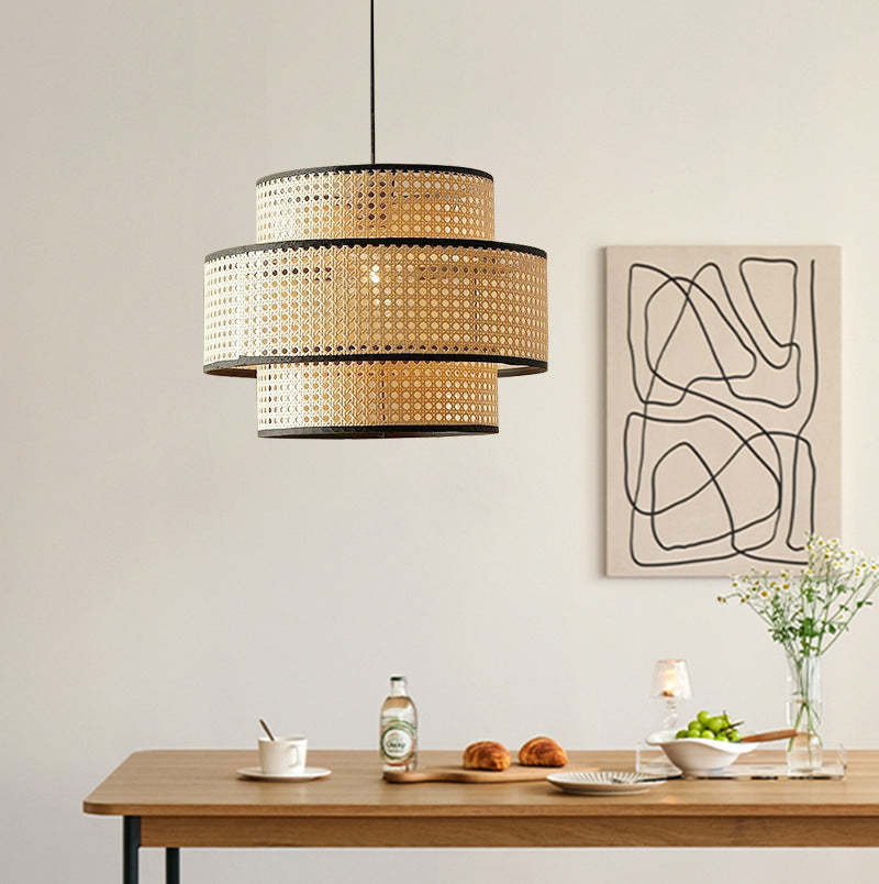 Japanese Rattan Weaving Pendant Light -Homdiy