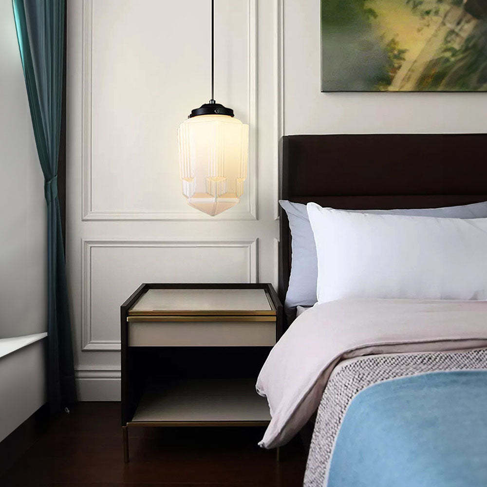 Vintage White Milk Glass Pendant Light -Homdiy