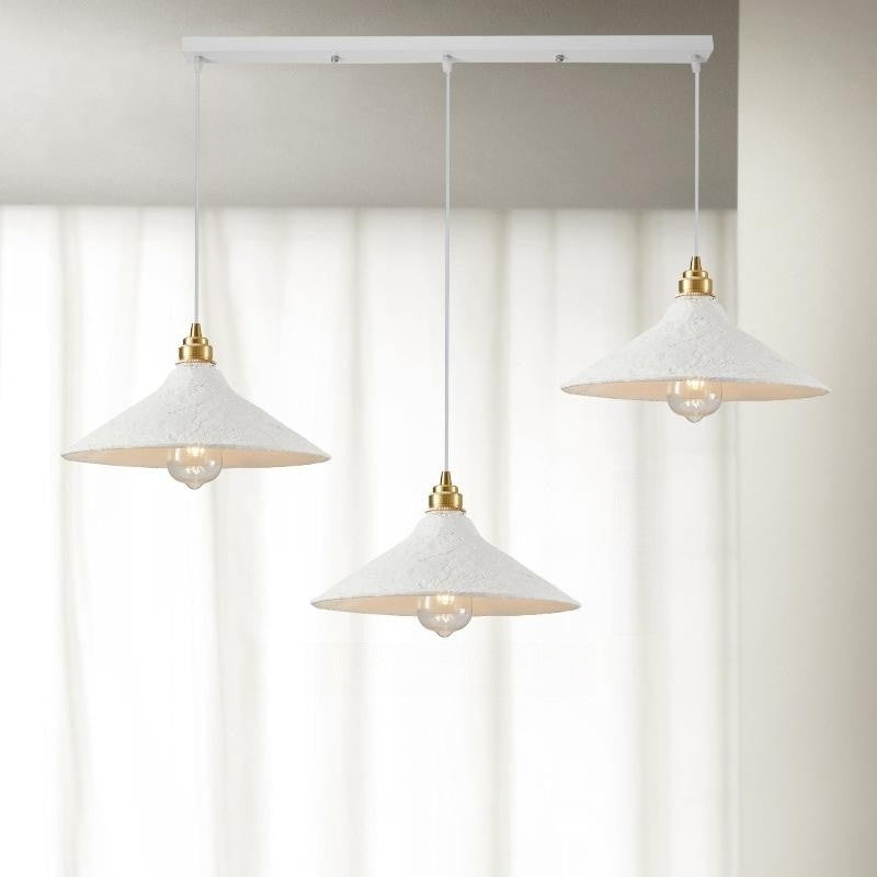 Homdiy Pendant Light Cream Modern Morandi Layered Metal Pendant