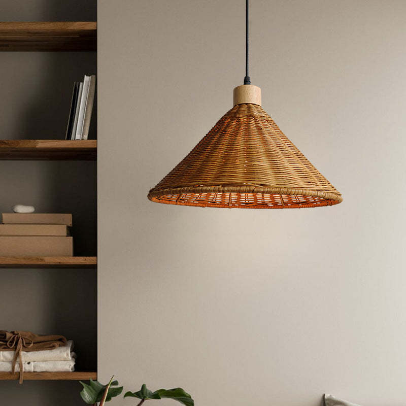 Brown Rattan Basket Pendant Lighting Fixture -Homdiy