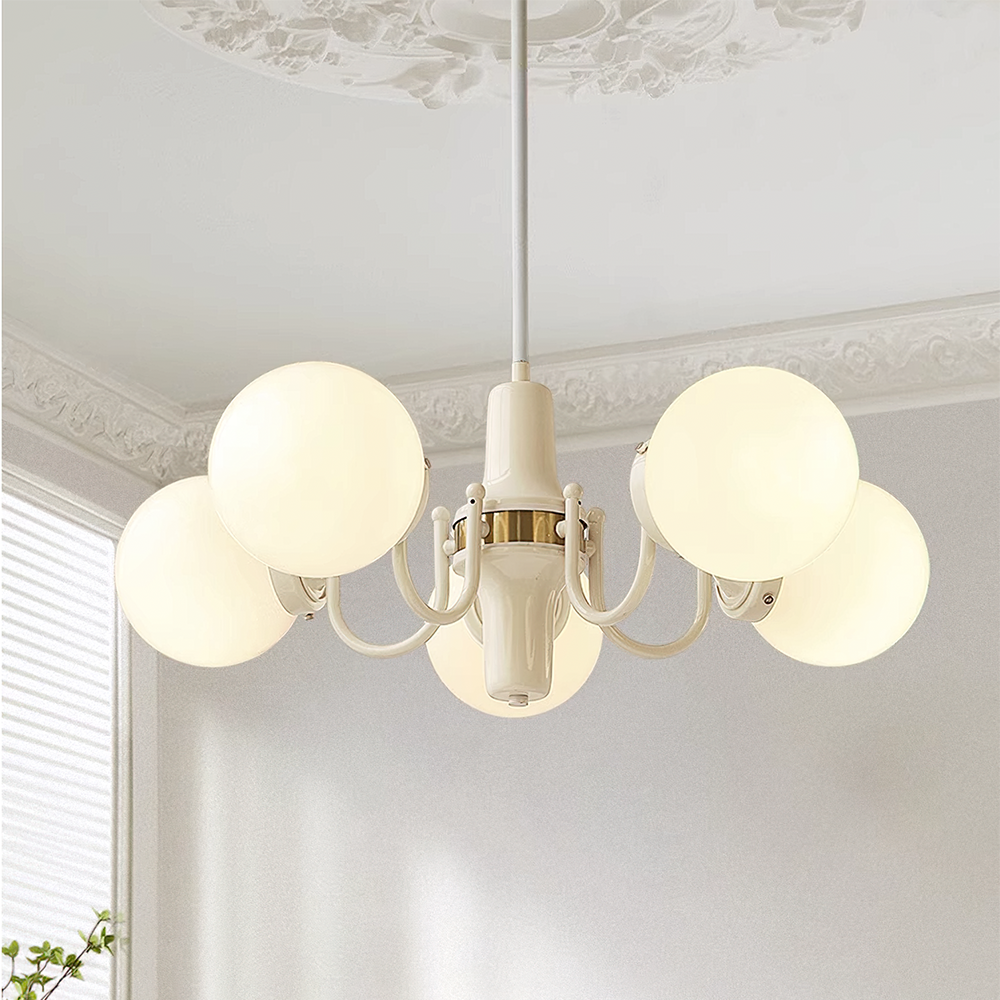 Modern Cream Ball Glass Chandelier -Homdiy