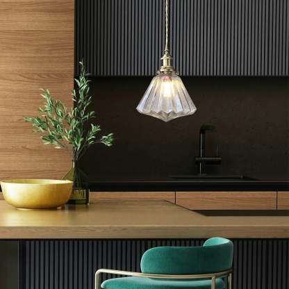 Homdiy Nordic Diamond Shape Designer Pendant Light Glass