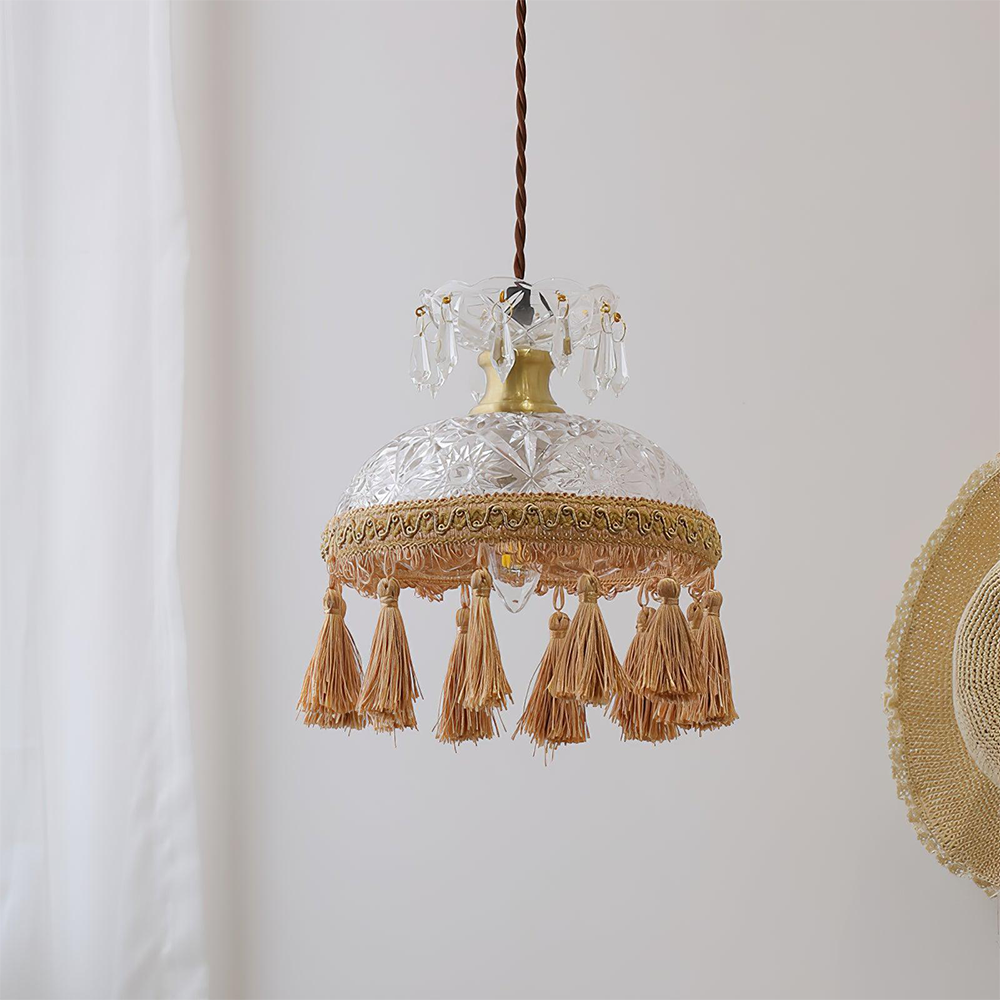 Tassel Dome Glass Pendant Light -Homdiy