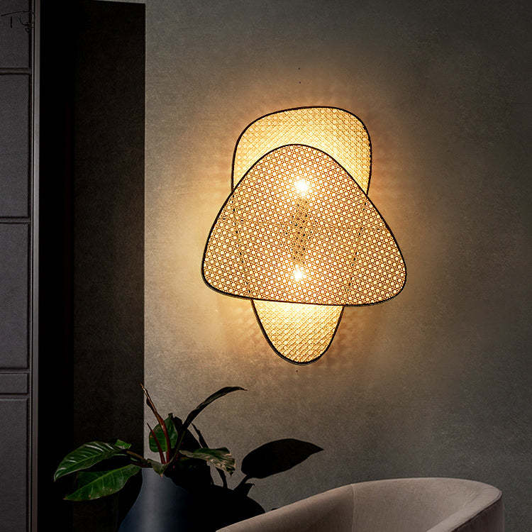 Stylish Rattan Weaving Wall Lamp Home Decor Sconce Light -Homdiy