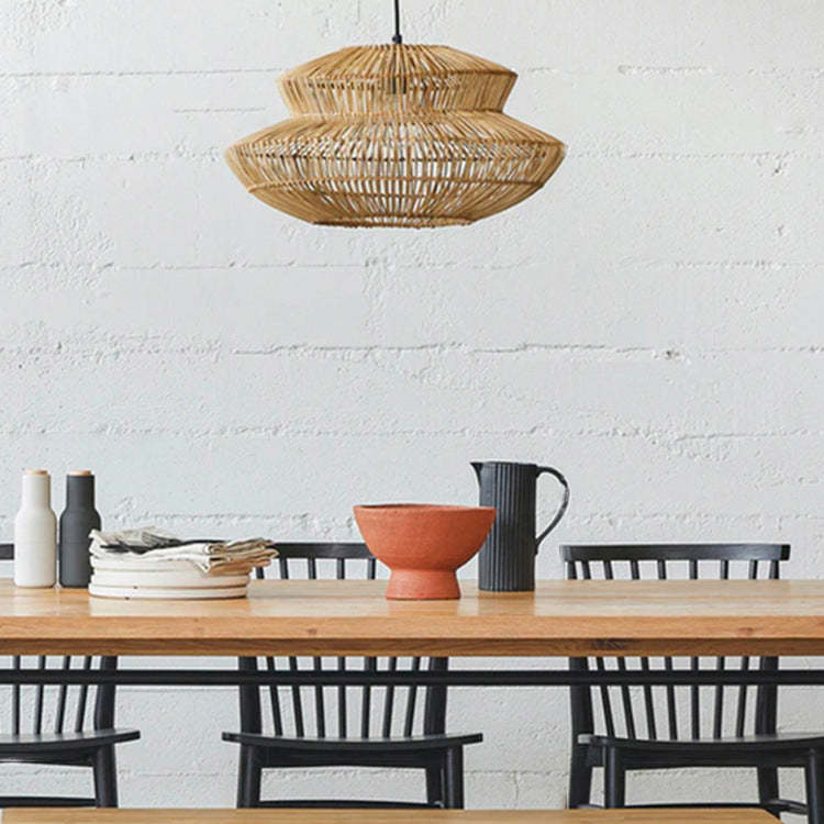 Japanese Style Art Rattan Weaving Pendant Light -Homdiy