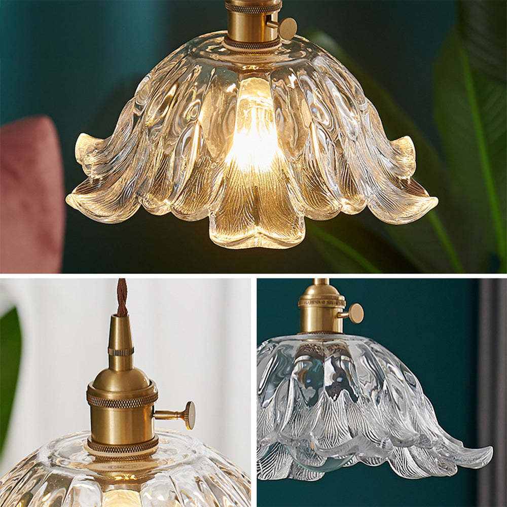 Vintage Flower Glass Shade Pendant Light -Homdiy