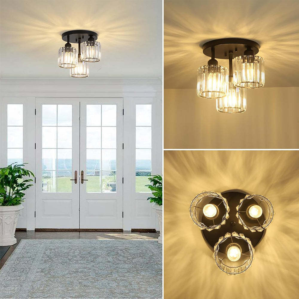Modern Glass Crystal Semi Flush Ceiling Light
