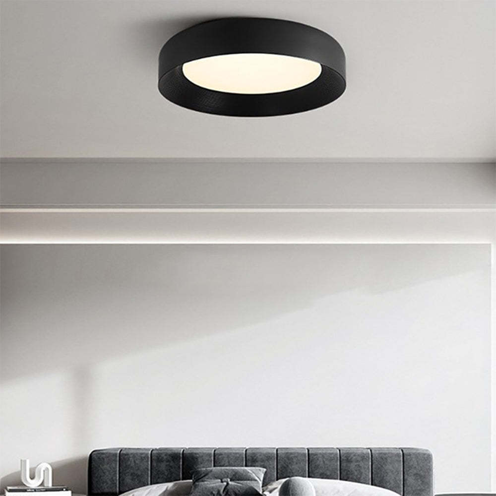 Round LED Black Metal Ceiling Lamp Flush Mount Ceiling Light -Homdiy