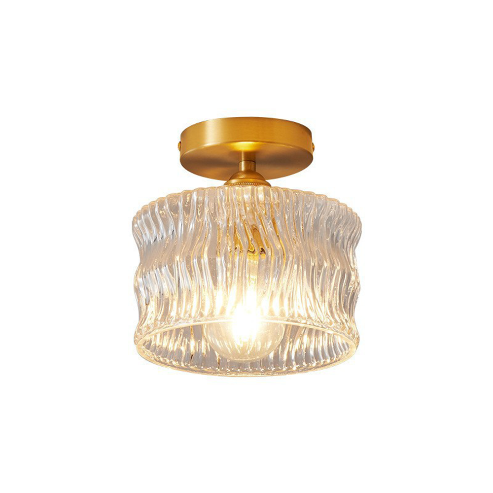 Luxurious Brass Clear Semi-Flush Mount Glass Ceiling Light -Homdiy