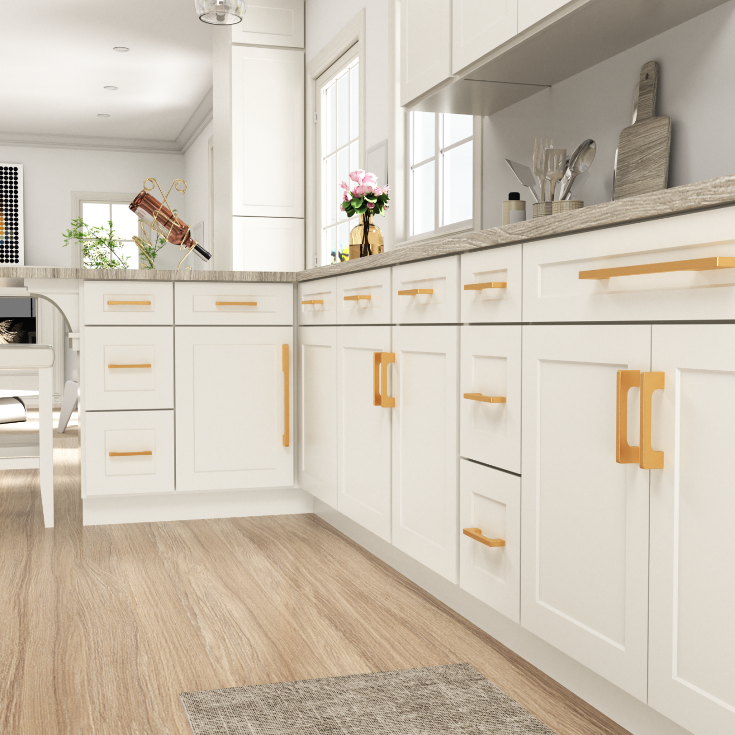 Solid Aluminum Alloy Modern Slimline Gold Cabinet and Drawer Handles