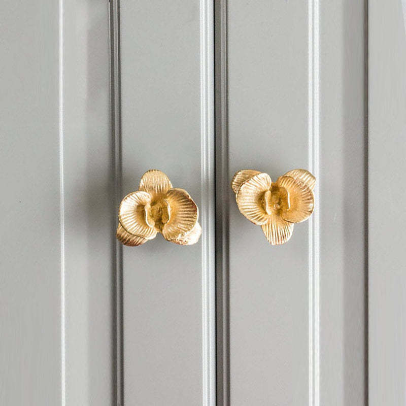 Gold Brass European Phalaenopsis Cabinet Pulls And Knobs -Homdiy