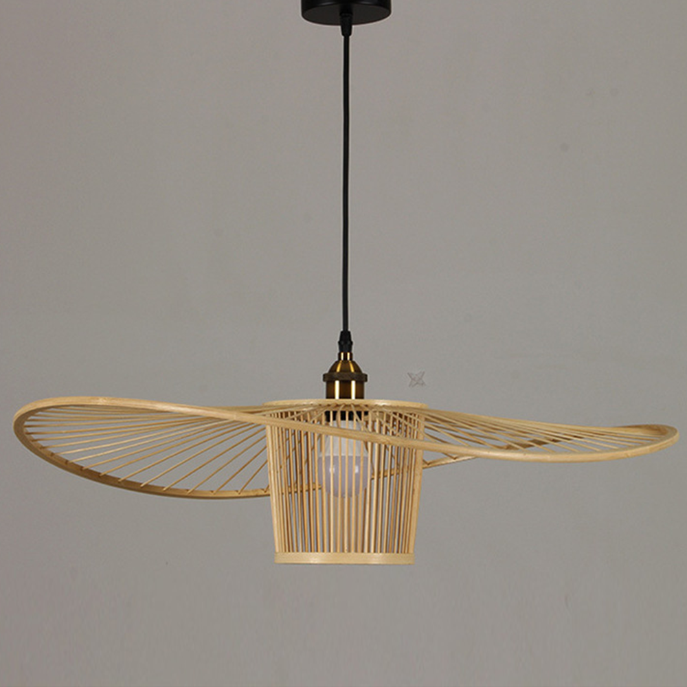 Waving Bamboo Vintage Woven Wicker Handmade Rattan Pendant Light -Homdiy