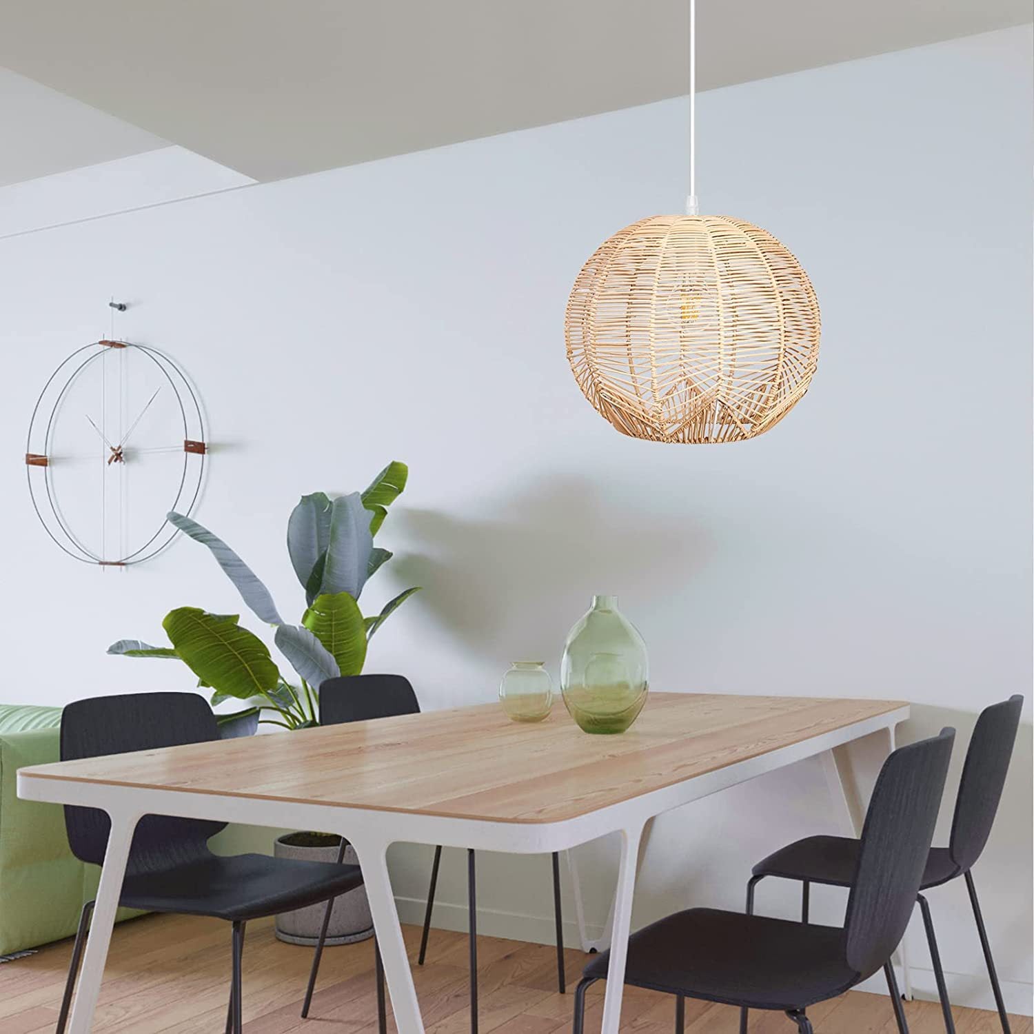 Global Rattan Hanging Ceiling Light Kitchen Island Pendant Lampshade -Homdiy