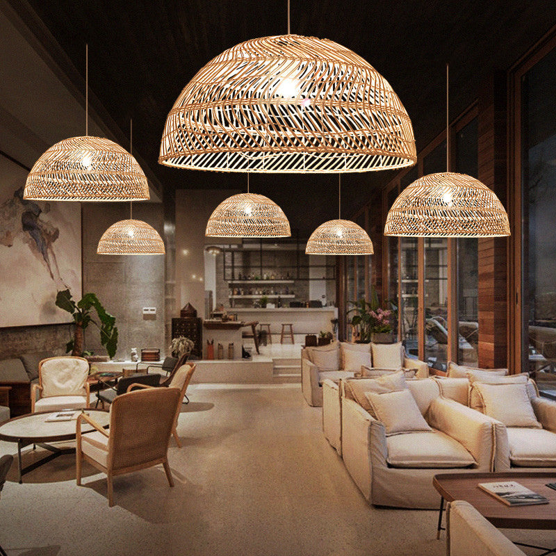 Handmade Rattan Woven Pendant Lamp Shade -Homdiy