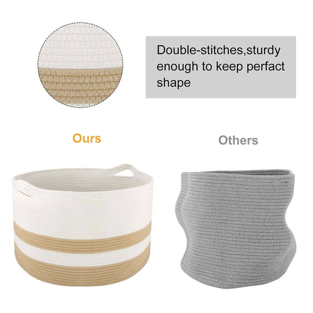 Round Woven Storage Basket Large Cotton Rope Baskets for Storage Baby Storage Basket XXL -Homdiy