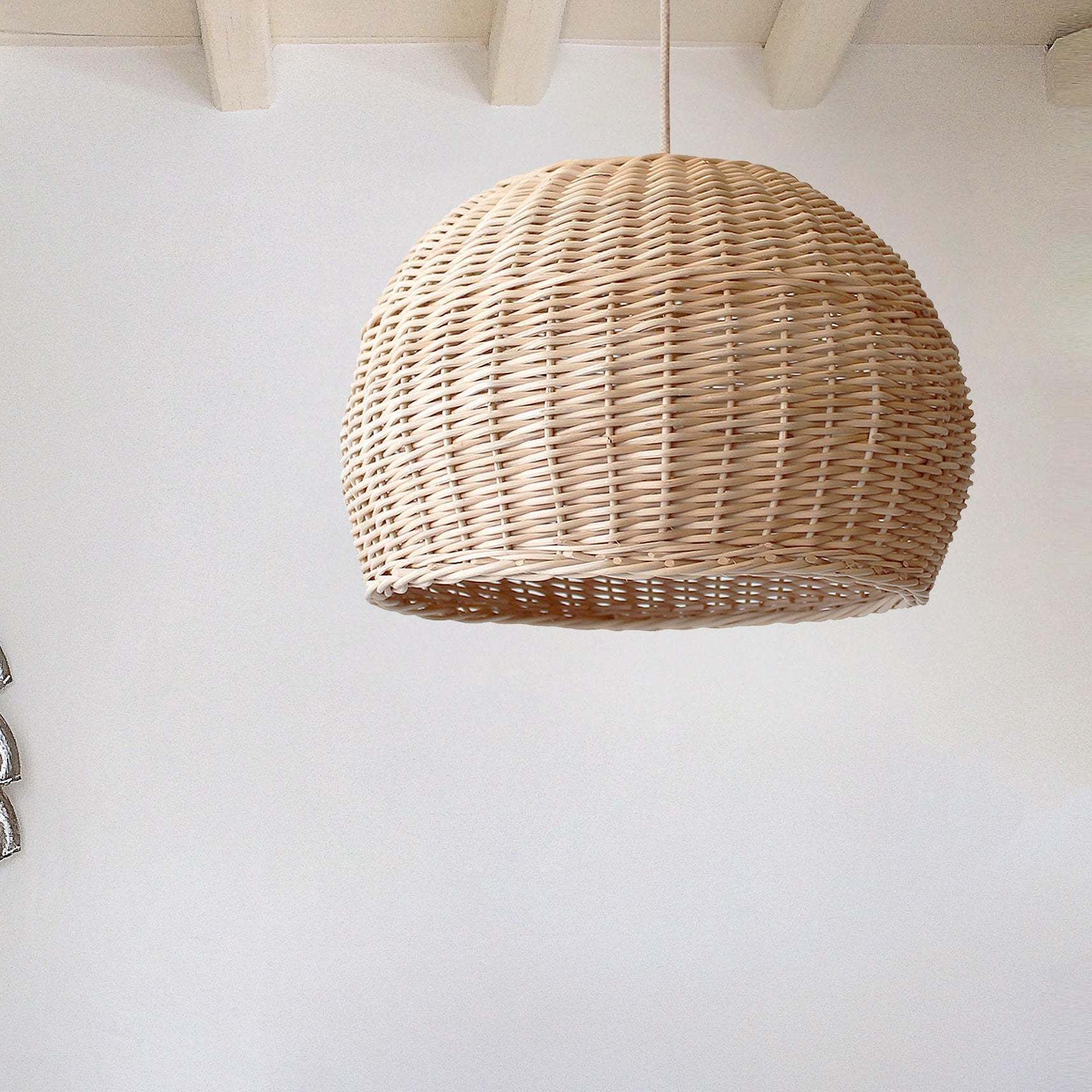 Rattan Basket Pendant Light Wicker Farmhouse Woven Pendant Lampshade -Homdiy