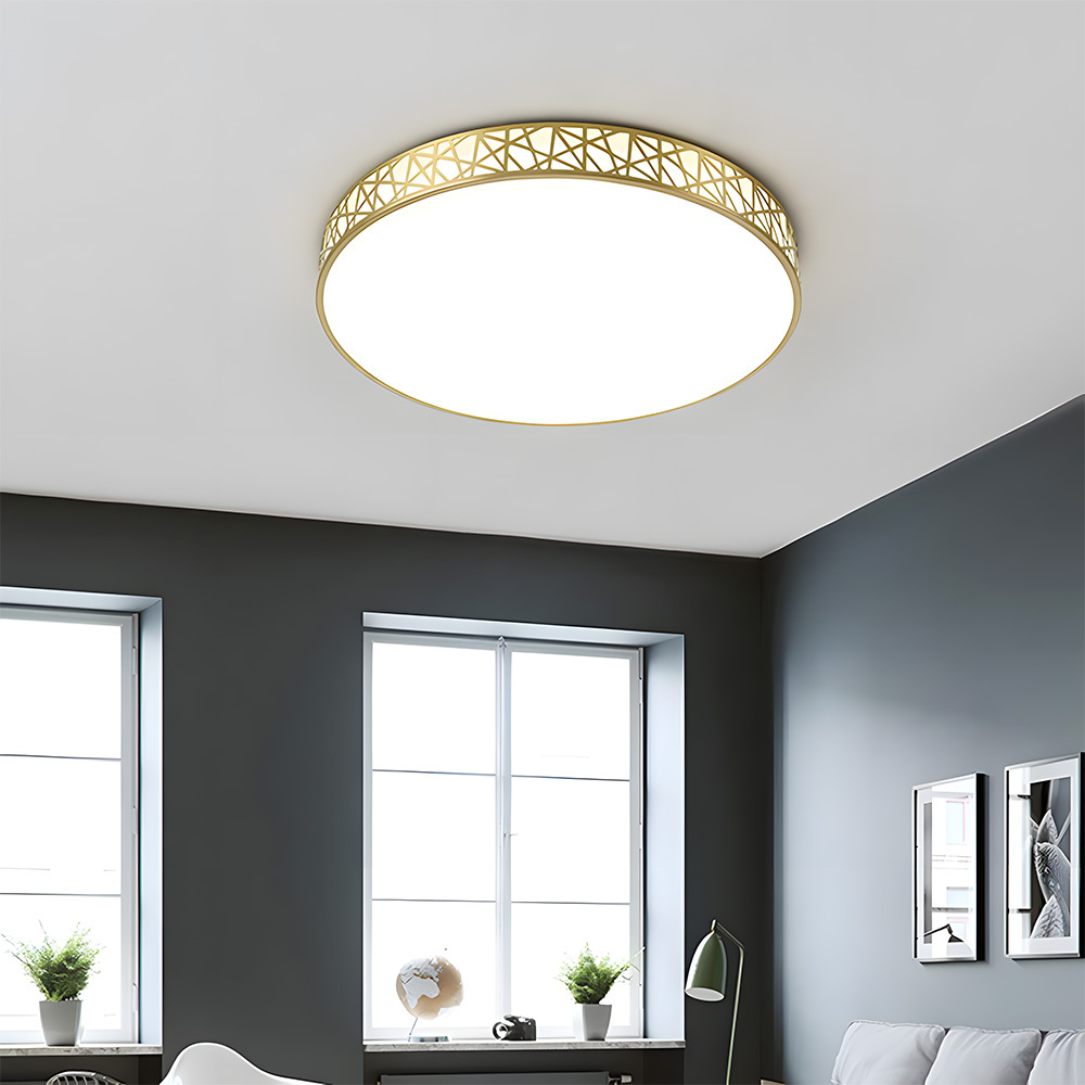 Simple Decor Brass Living Room Flush Mount Lighting Fixture-1