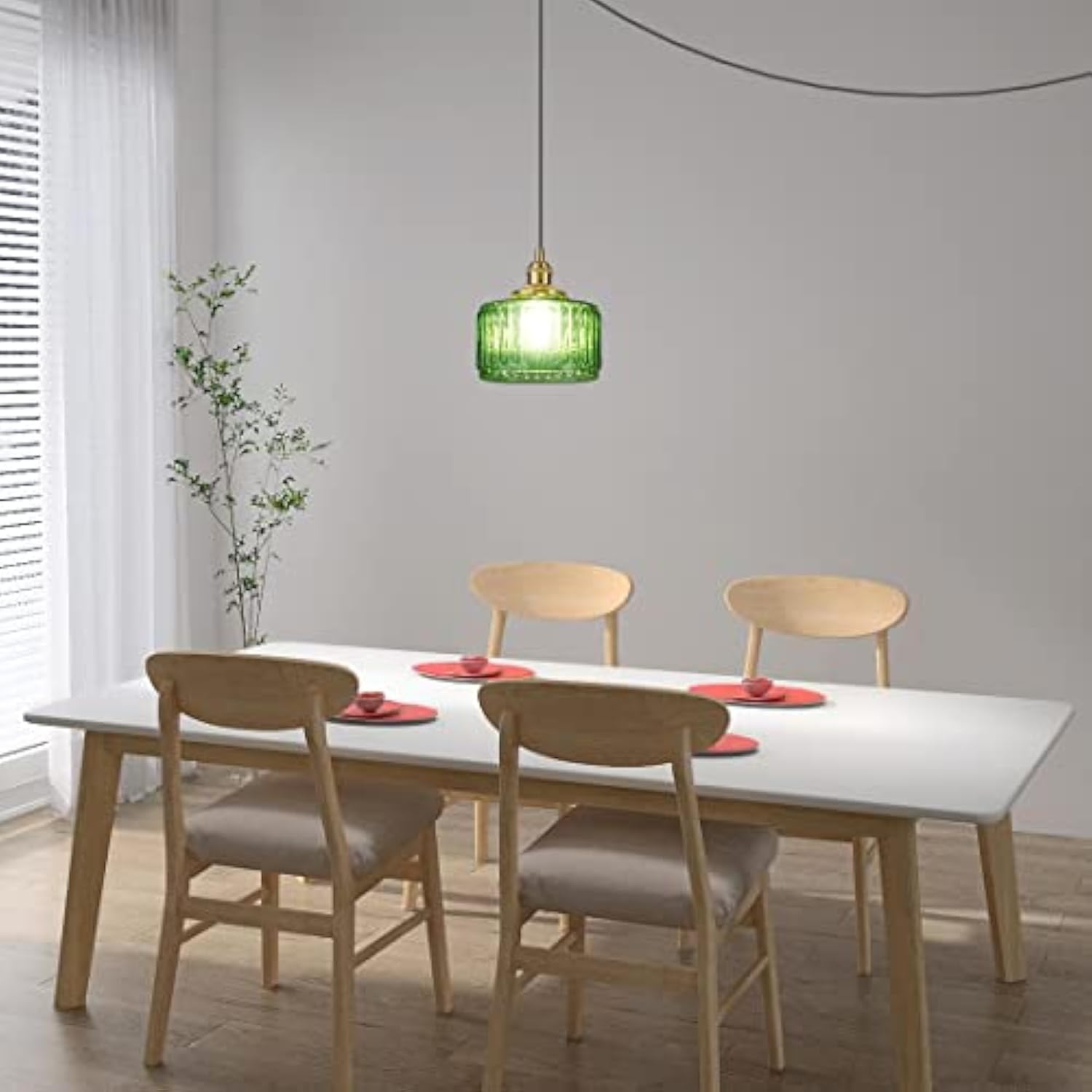 Retro Plug-in Short Cylinder Wavy Glass Pendant Light