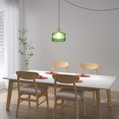 Retro Plug-in Short Cylinder Wavy Glass Pendant Light