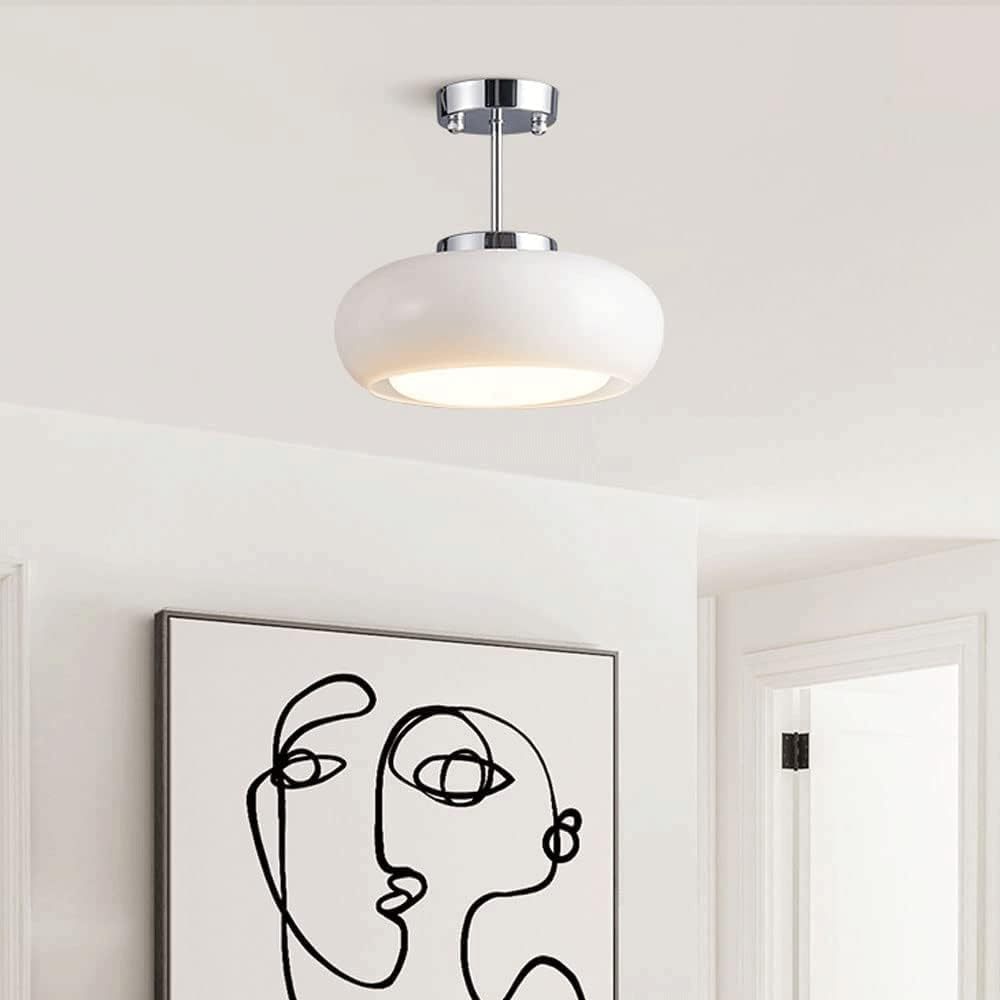 Mid-Century Dome Glass Flush Mount Ceiling Light for Hallway