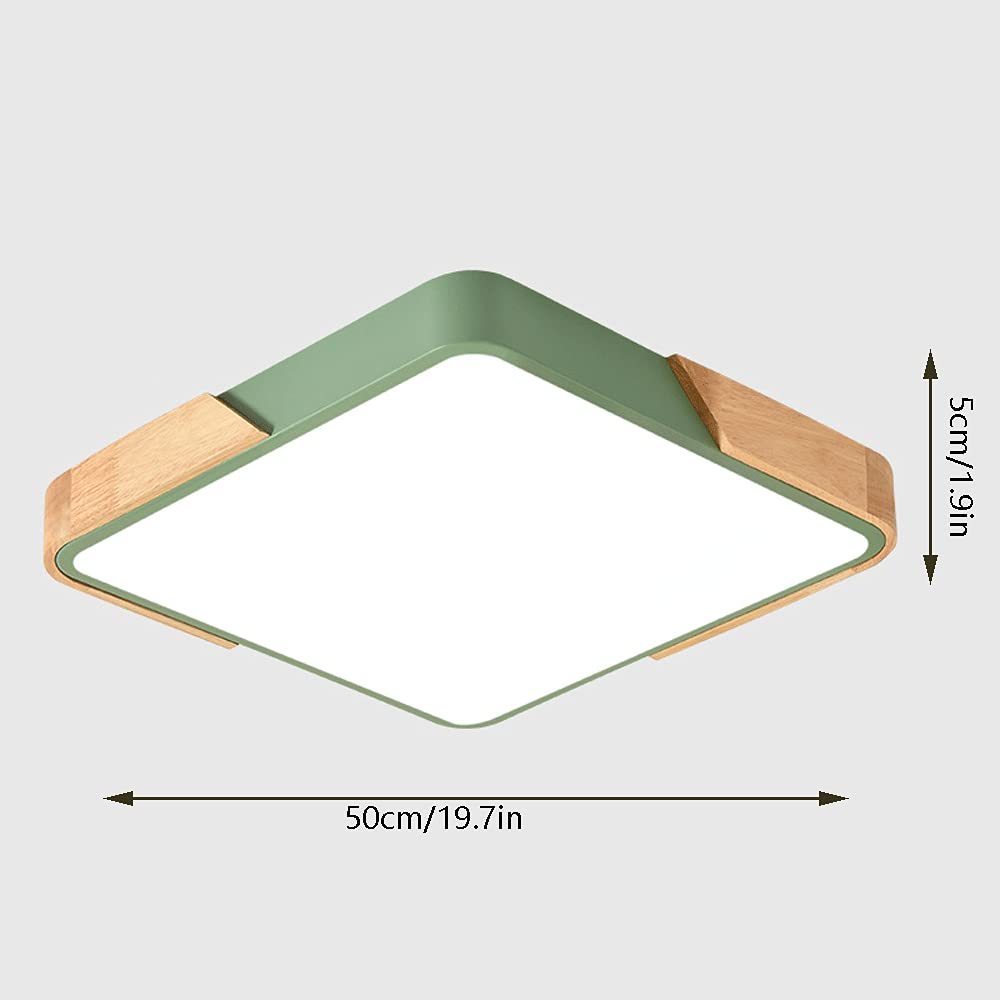 Square Wood And Metal Flush Mount LED Dimmable Ceiling Light -Homdiy