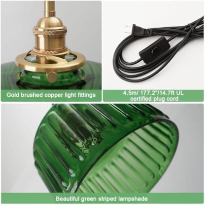 Retro Plug-in Short Cylinder Wavy Glass Pendant Light