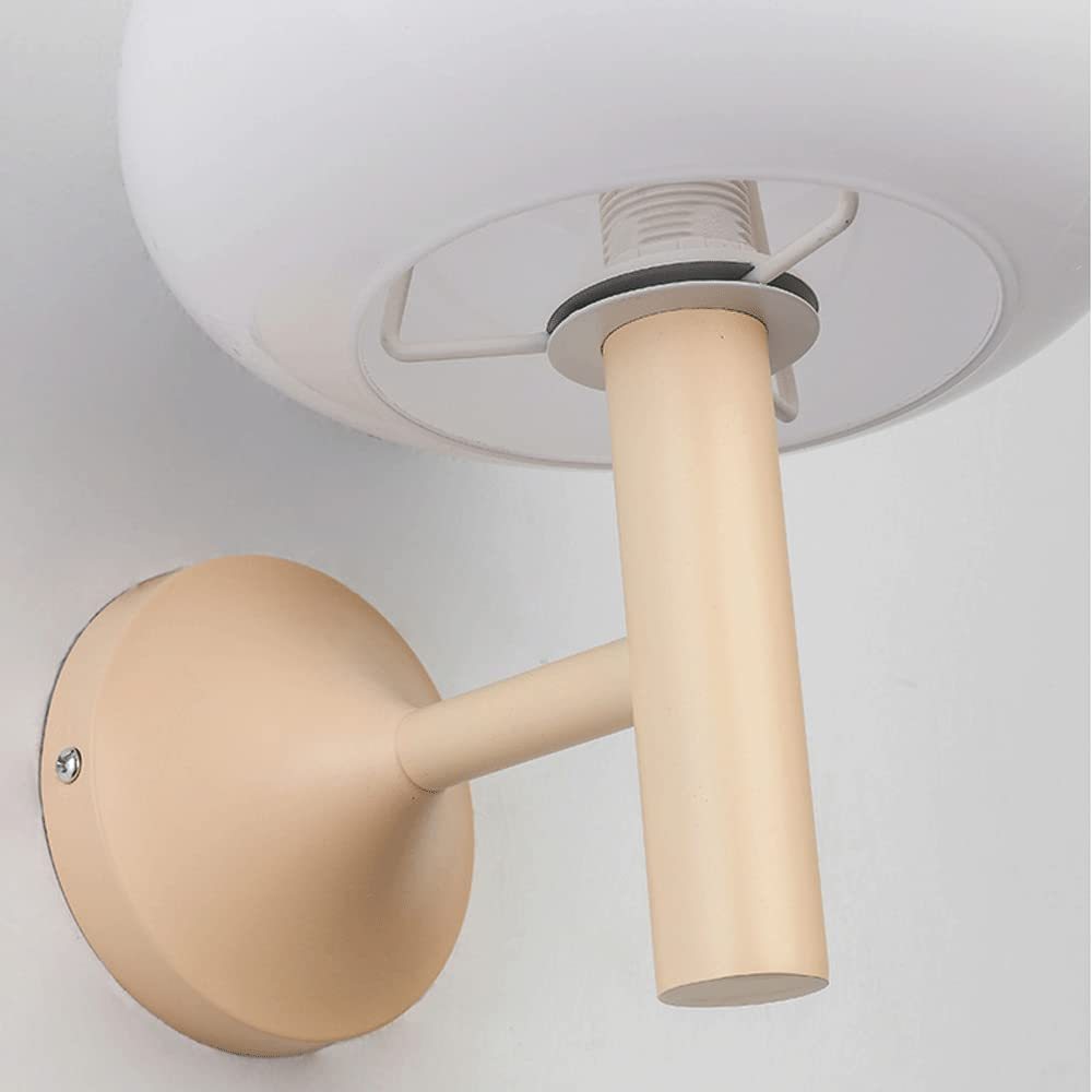 Cute Cream Mushroom Glass Wall Light For Bedroom -Homdiy