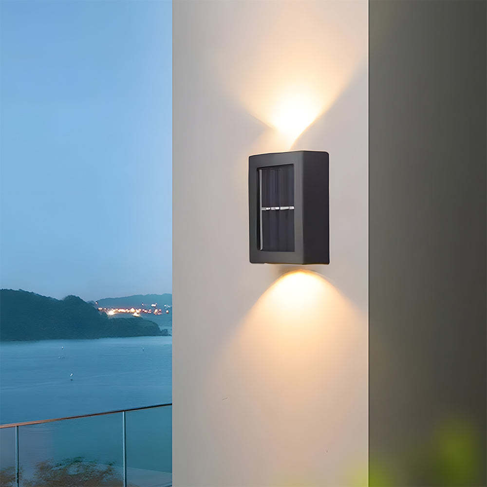 Modern Solar Black Up Down Outdoor Wall Light Sconce IP55