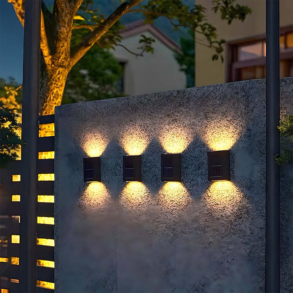 Modern Solar Black Up Down Outdoor Wall Light Sconce IP55
