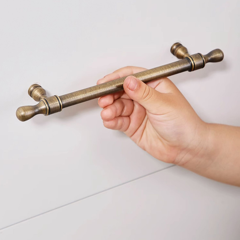 French Vintage Solid Antique Brass Ball-End Cabinet Pulls