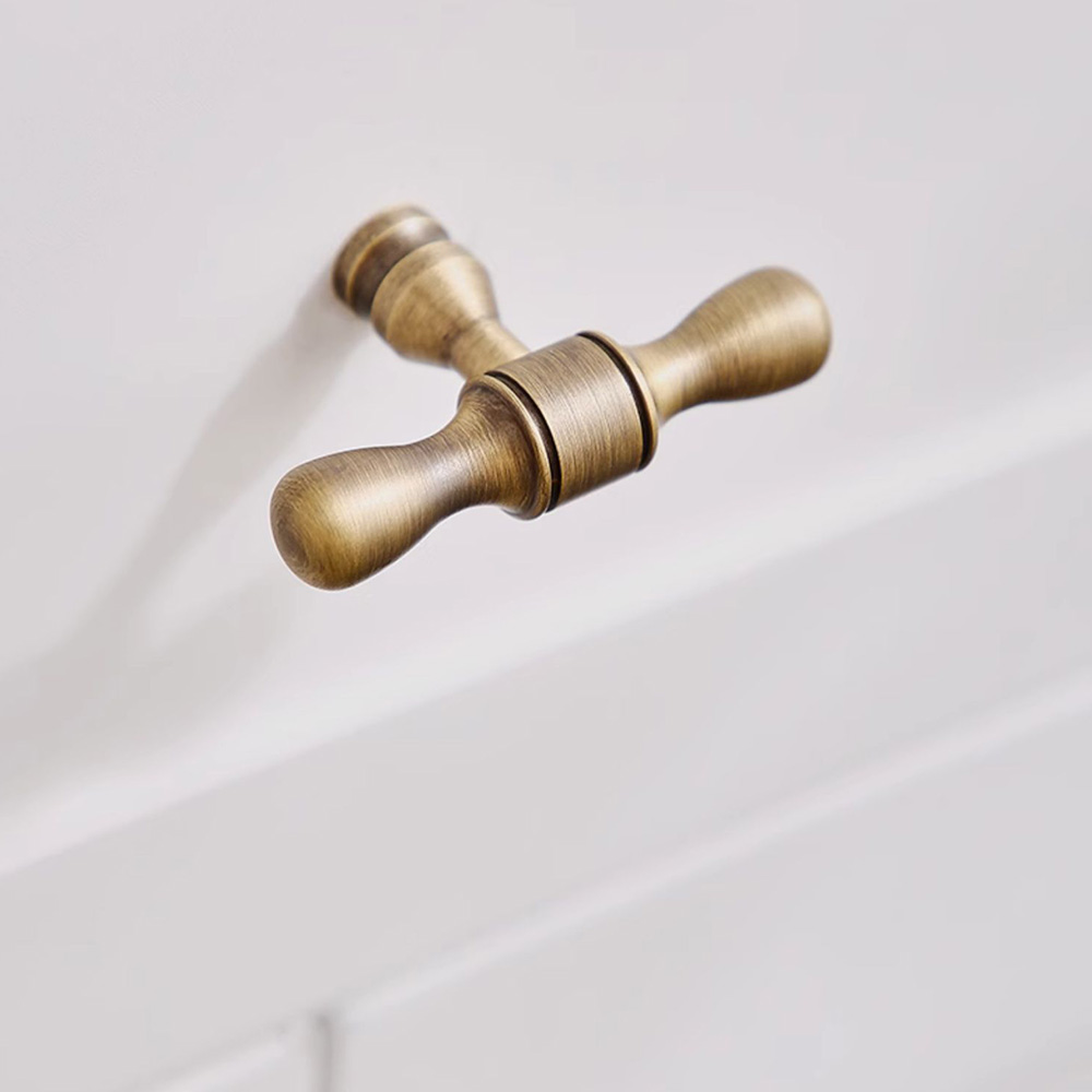 French Vintage Solid Antique Brass Ball-End Cabinet Pulls