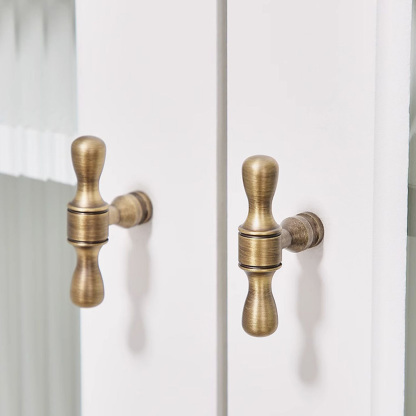 French Vintage Solid Antique Brass Ball-End Cabinet Pulls