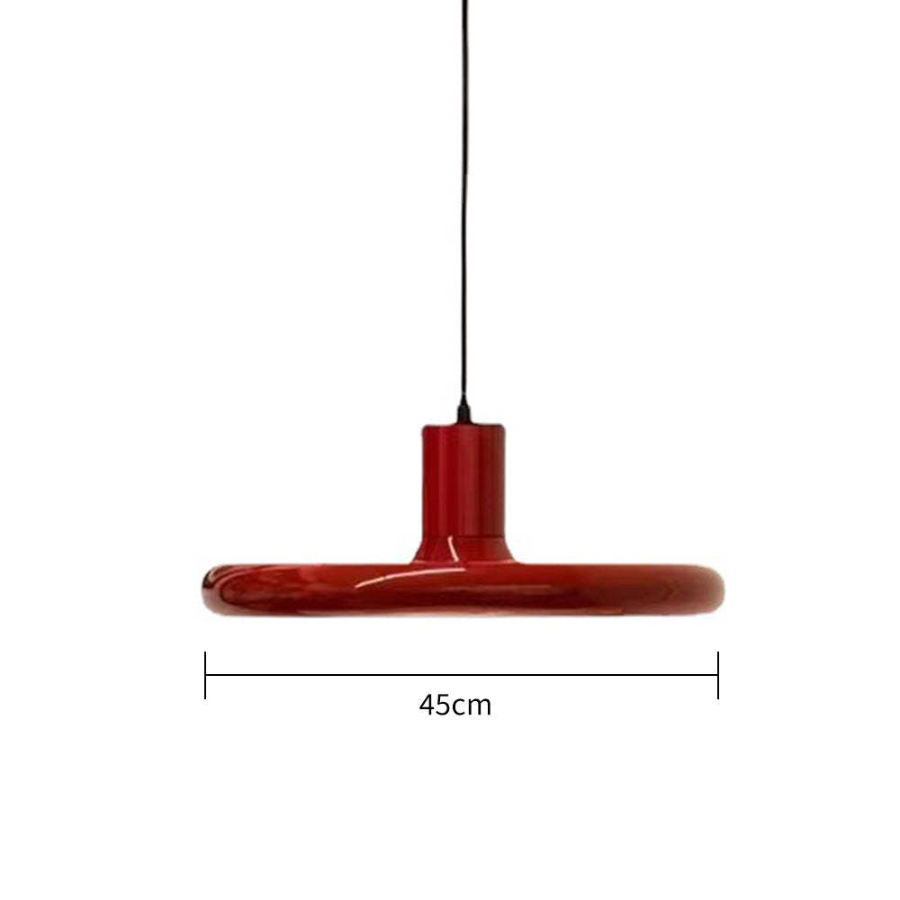 Vintage Red Metal Saucer Pendant Light -Homdiy