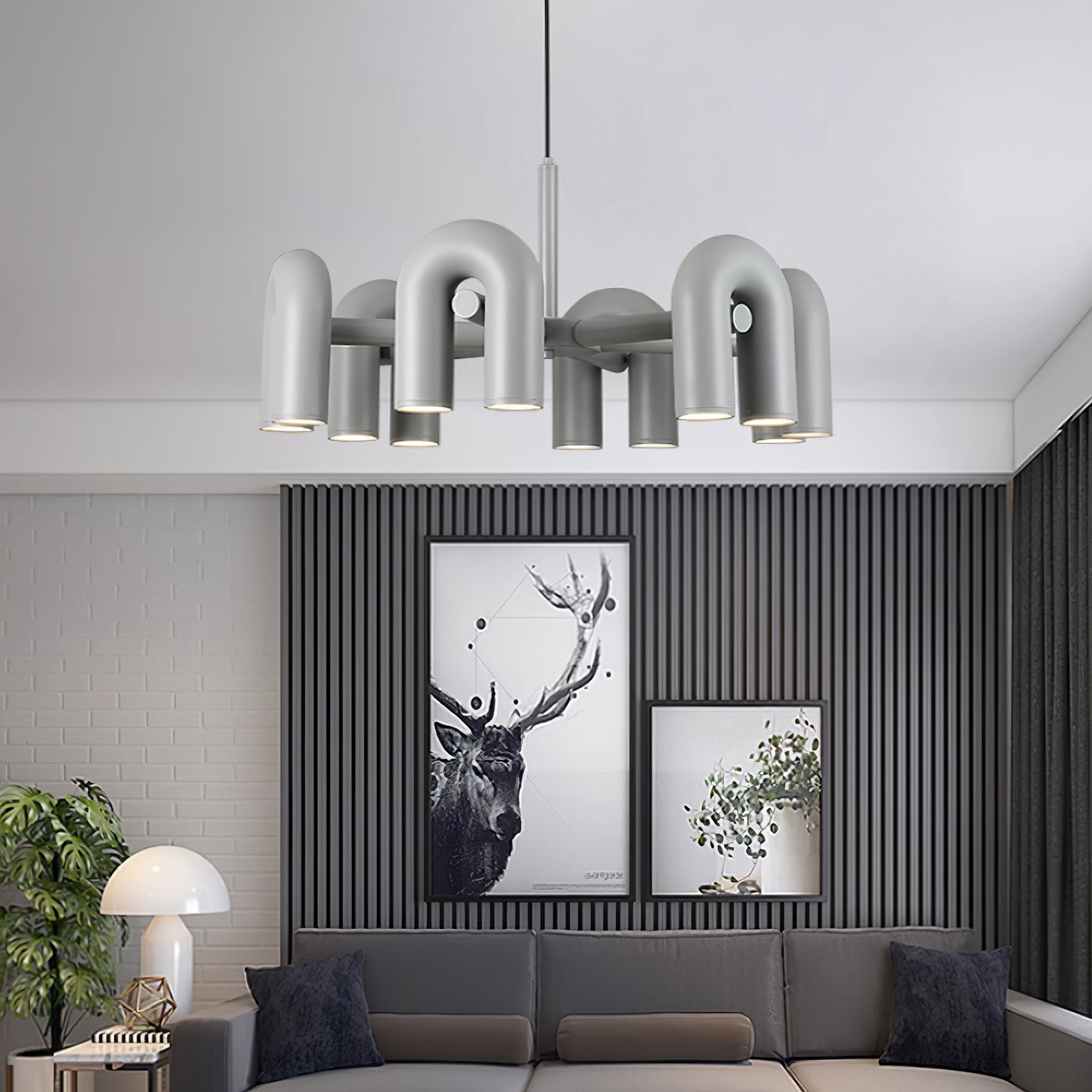 Contemporary Minimalist Pipe Shaped Chandelier