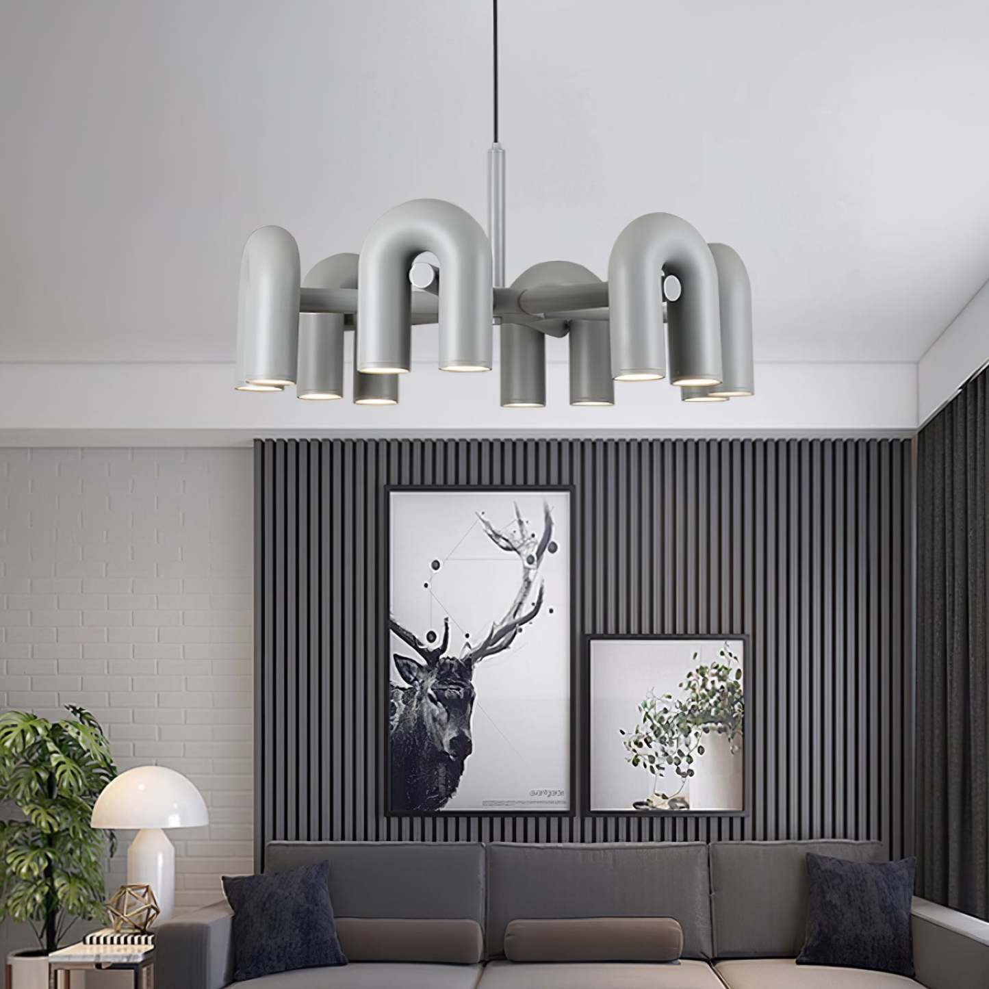Contemporary Minimalist Pipe Shaped Chandelier