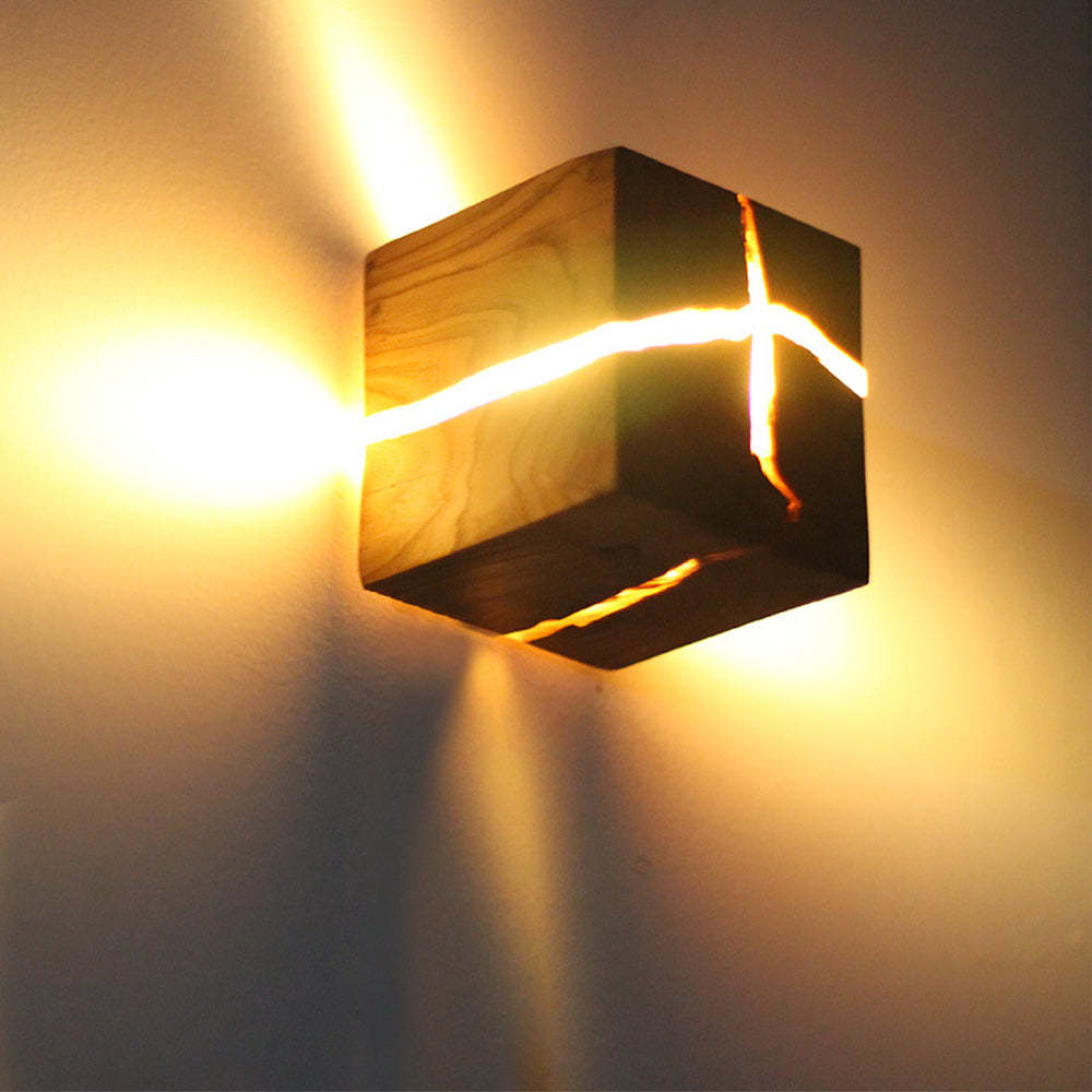 Simple Solid Wood Cracked Wall Lamp -Homdiy