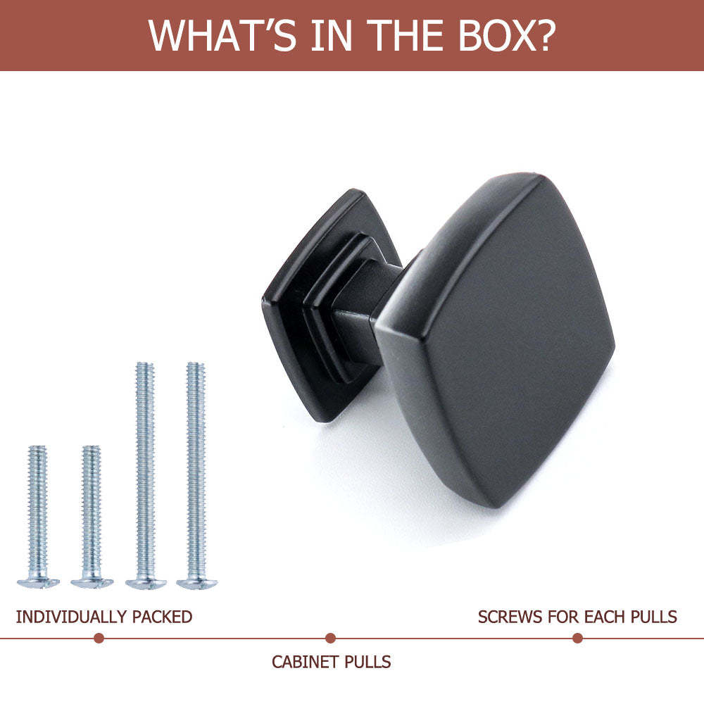 30 Pack Black Solid Square Drawer Knob Pulls For Bathroom(LS9016BK) -Homdiy