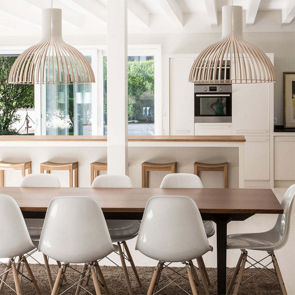 Stylish Pumpkin Shape Wood Pendant Light -Homdiy