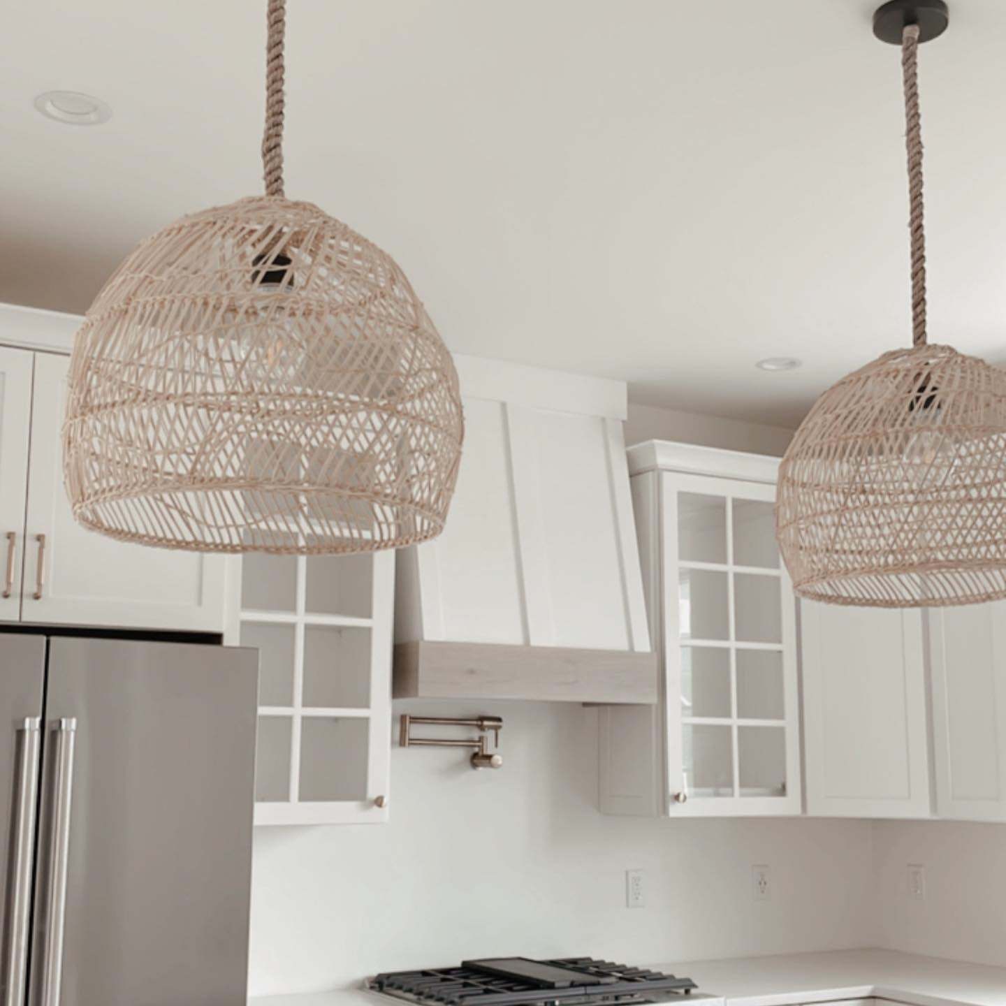 Handmade Hemp Rope Hanging Ceiling Lights Rattan Kitchen Pendant Light -Homdiy