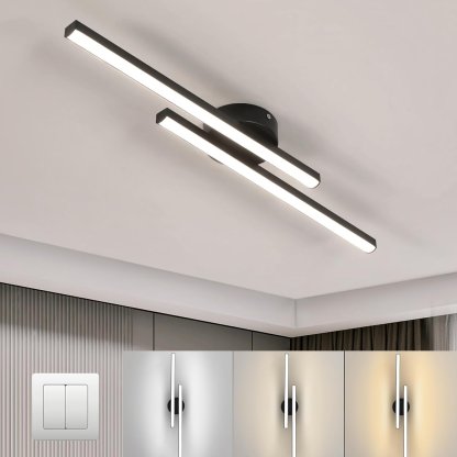 Modern Aluminium Long Strip Semi Flush Mount LED Ceiling Light For Living Room