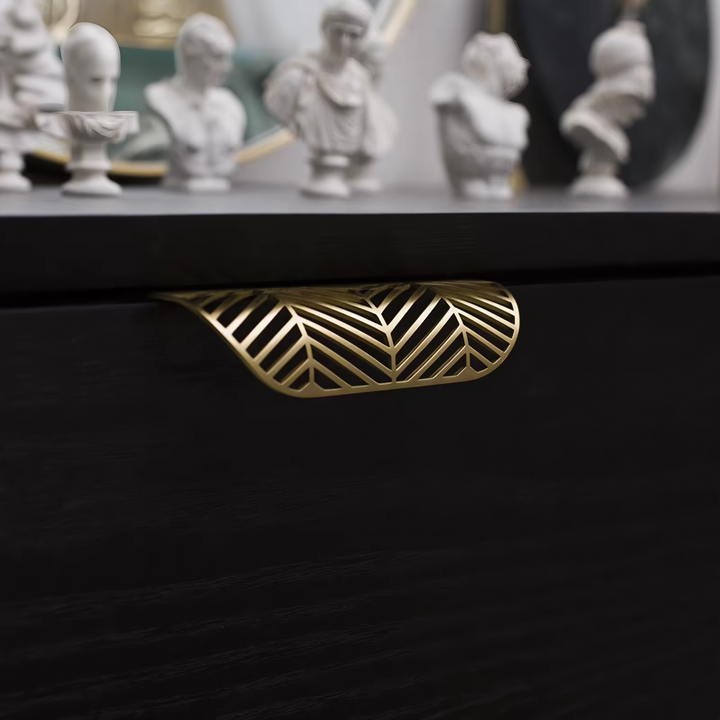 Gold Leaf Brass Cabinet Wardrobe Pulls Drawer Knobs
