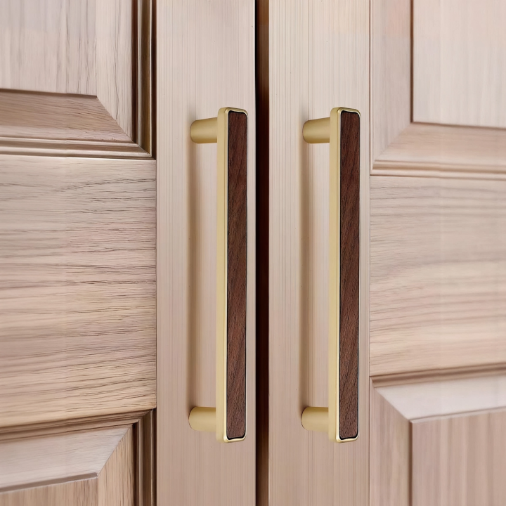 Modern Natural Walnut Wood  Wardrobe Handles
