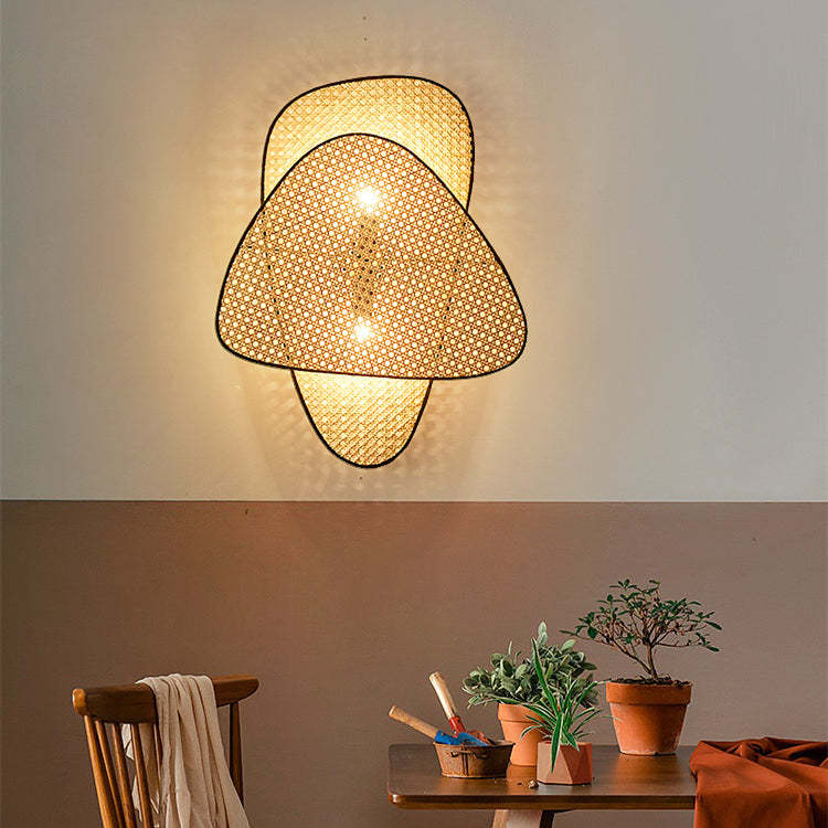 Stylish Rattan Weaving Wall Lamp Home Decor Sconce Light -Homdiy