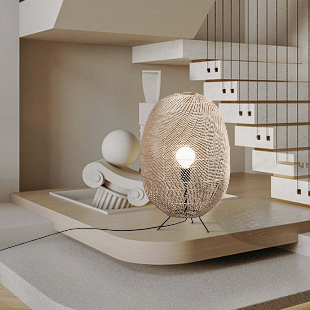 Natural Rattan Midi Floor Lamp for Living Room -Homdiy