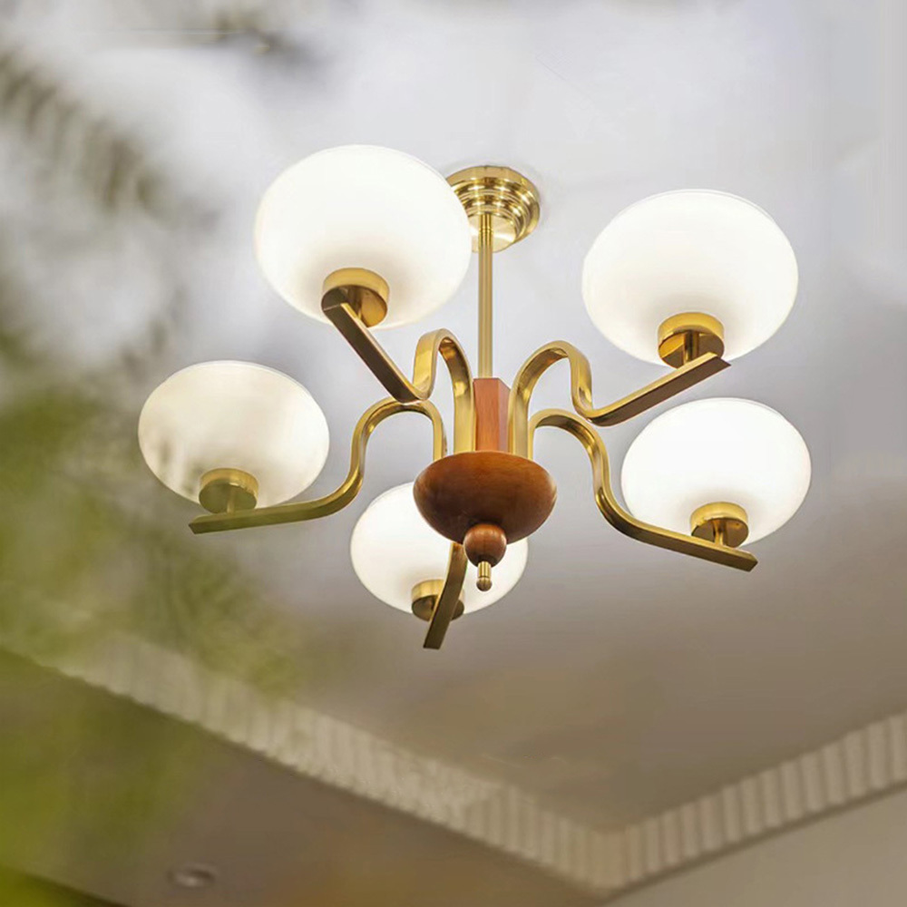 [Copy]Medieval Ball Glass Iron Brown Living Room Chandelier