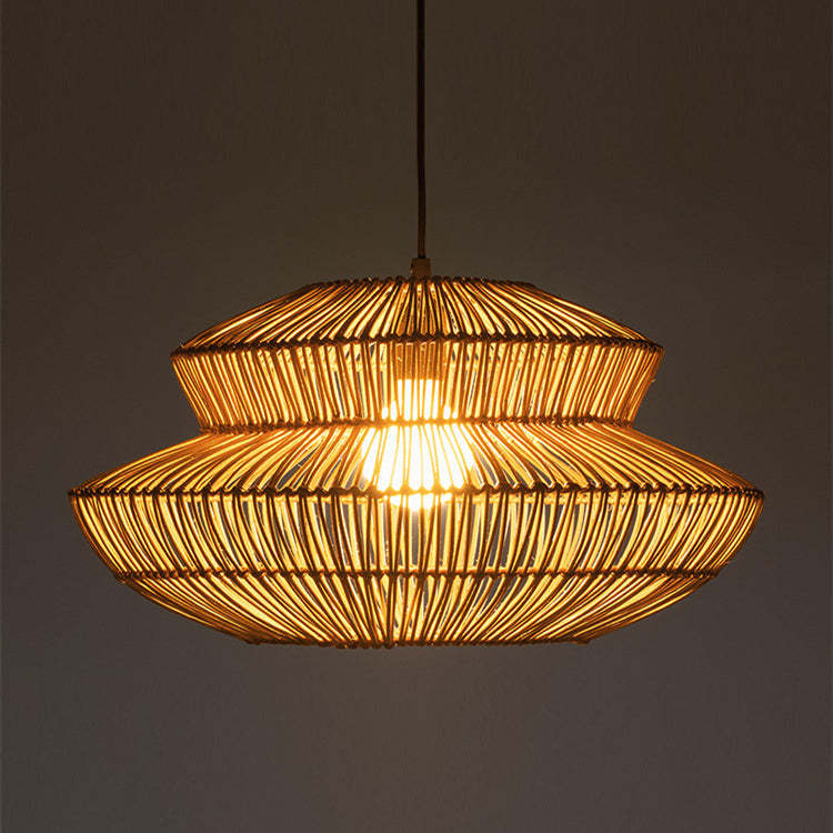 Japanese Style Art Rattan Weaving Pendant Light -Homdiy