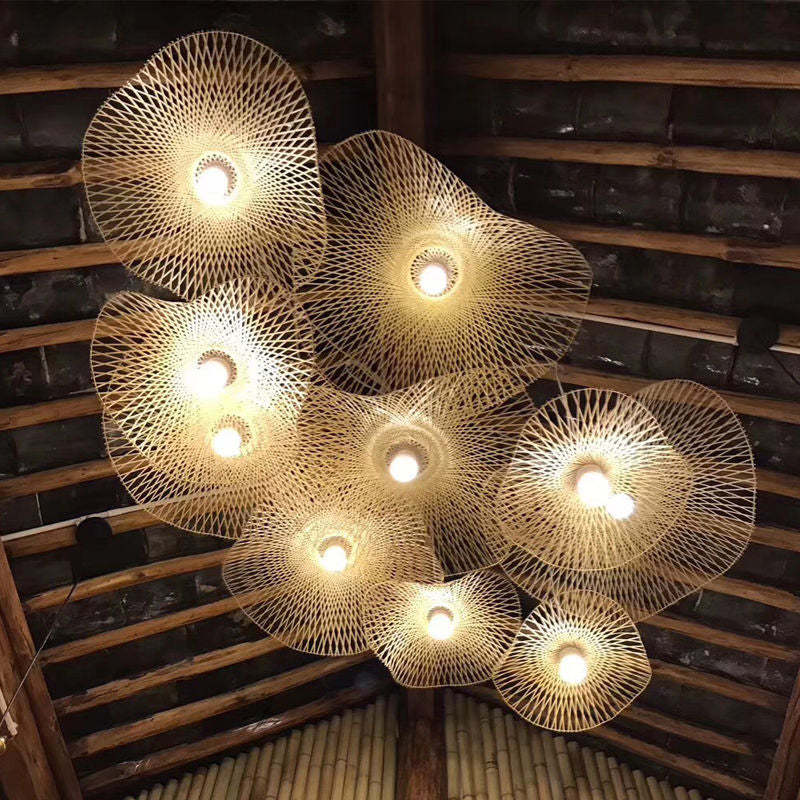 Handmade Bamboo Woven Pendant Light Country Wicker Lamp Shade -Homdiy