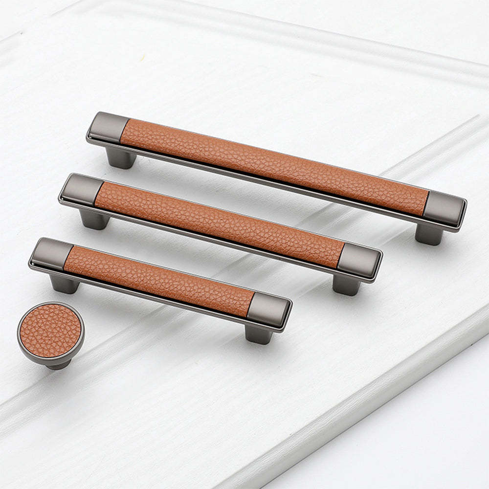 Antique Brown Leather Cabinet Handles -Homdiy