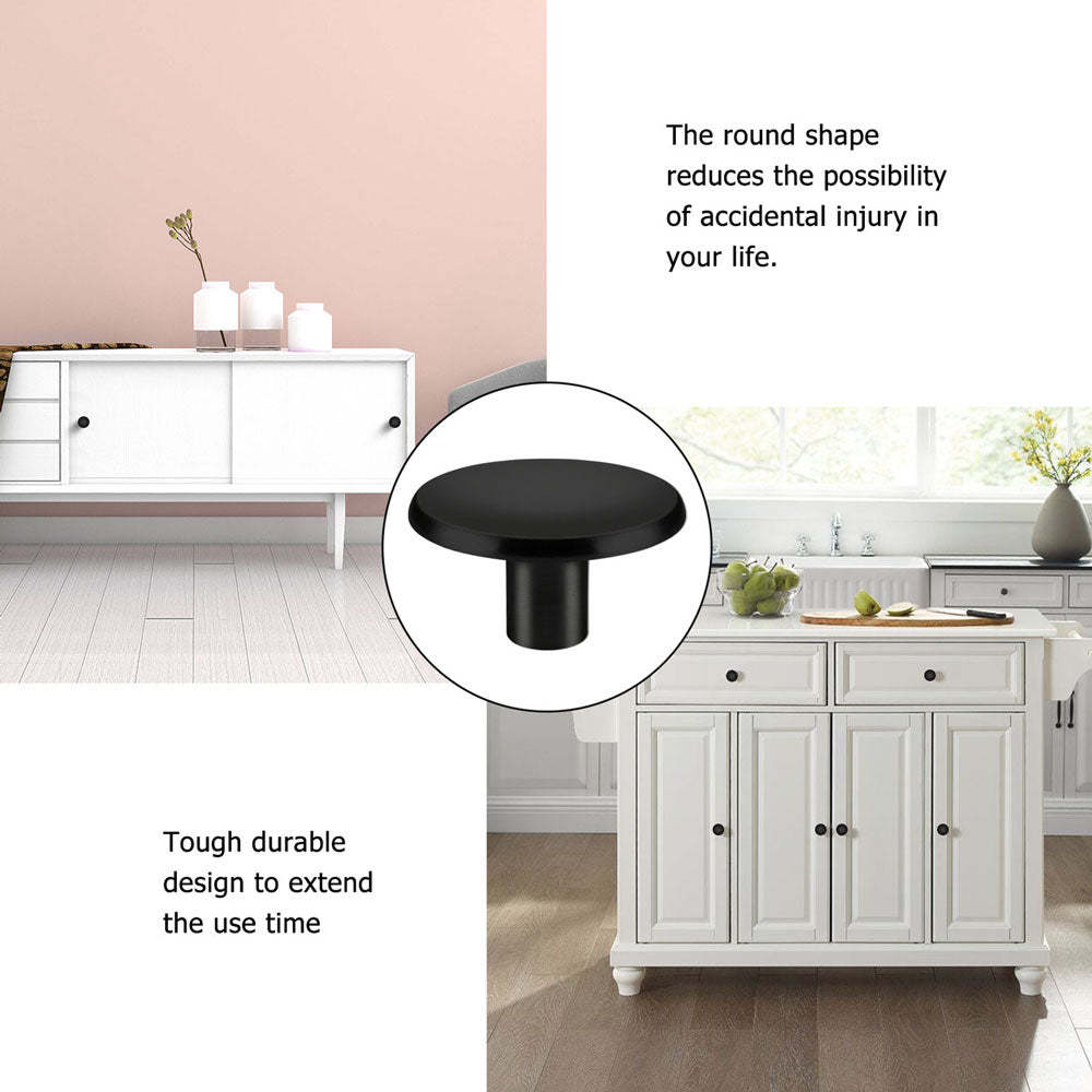 10 Pack Matte Black Cabinet Knobs Solid Round Kitchen Drawer Pulls (LS4008BK) -Homdiy