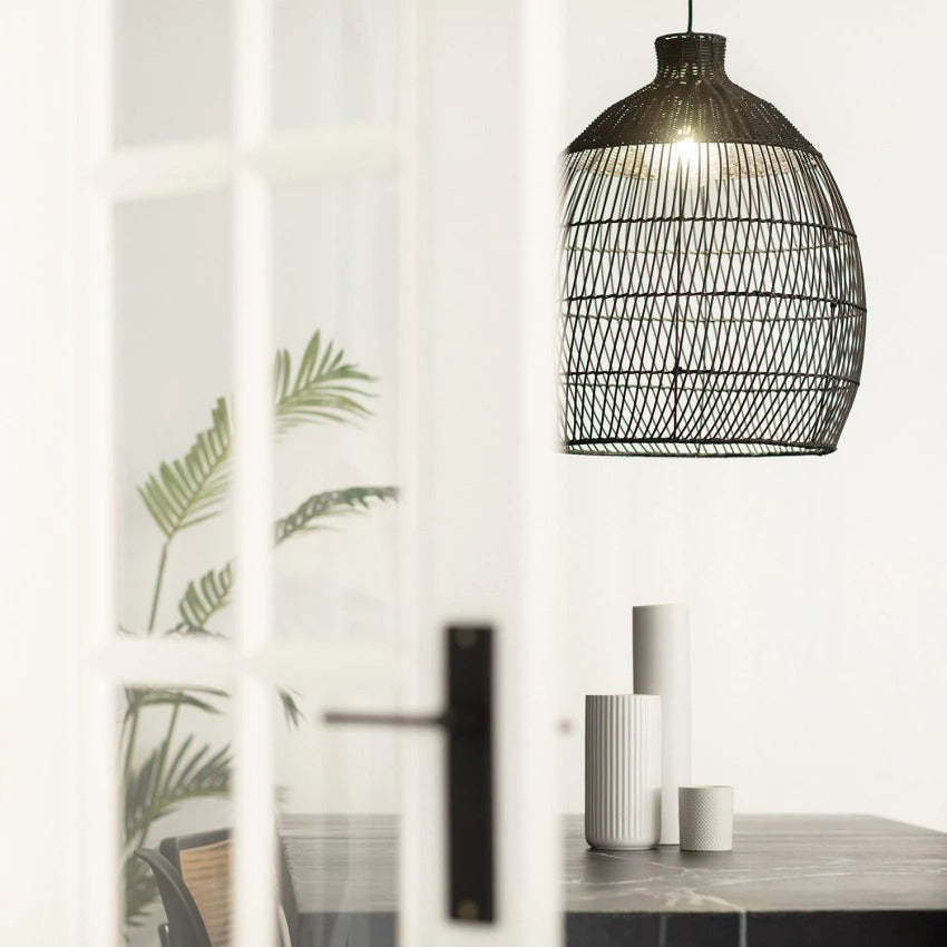 Handmade Woven Rattan Pendant Light Over Island -Homdiy
